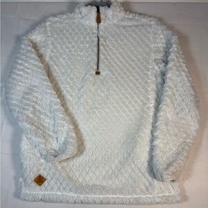 Simply Southern 3/4 Zip White Soft Pullover Sweatshirt Size Small